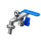 PN16 Double Head One In Two Out Blue Single Handle Outdoor Tap Bibcock ทองเหลืองพร้อมแหล่งล็อค