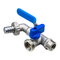 PN16 Double Head One In Two Out Blue Single Handle Outdoor Tap Bibcock ทองเหลืองพร้อมแหล่งล็อค